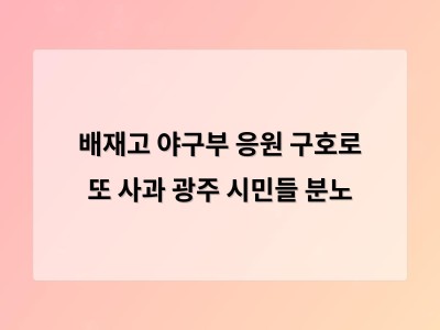 배재고 야구부 응원 구호로 또 사과 광주 시민들 분노