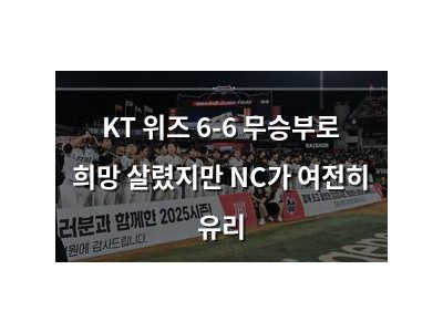 KT 위즈 6-6 무승부로 희망 살렸지만 NC가 여전히 유리