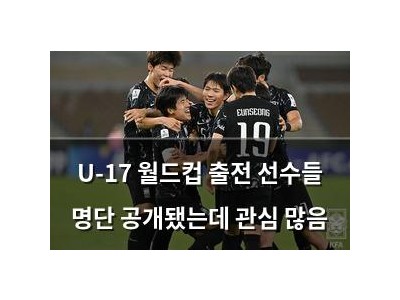 U-17 월드컵 출전 선수들 명단 공개됐는데 관심 많음