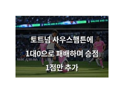 토트넘 사우스햄튼에 1대0으로 패배하며 승점 1점만 추가