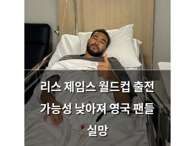 리스 제임스 월드컵 출전 가능성 낮아져 영국 팬들 실망