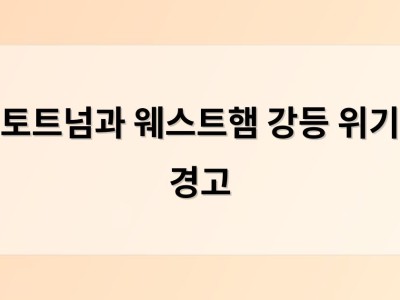 토트넘과 웨스트햄 강등 위기 경고