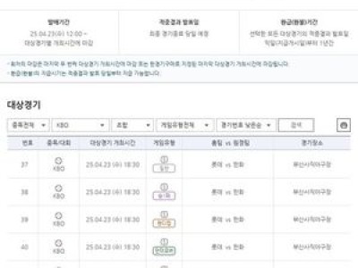 롯데-한화전 프로토 승부식 49회차 마감 임박